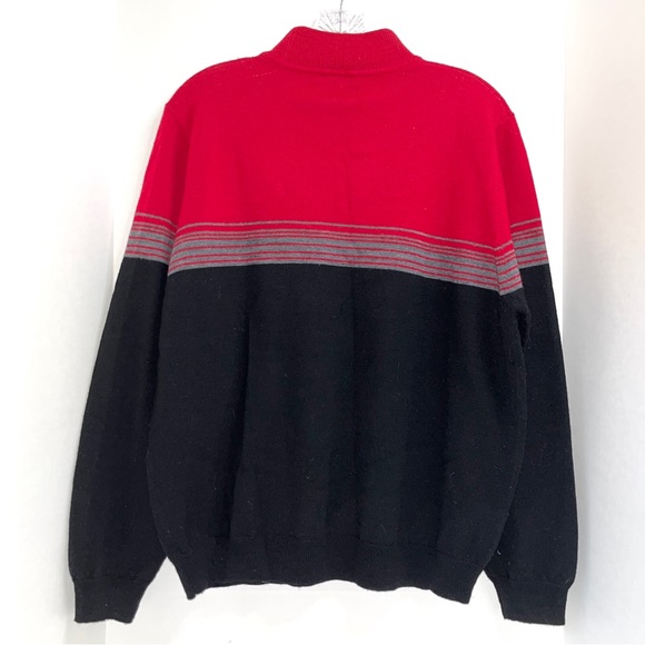 Charter Club Classics mock turtleneck sweater, 100% merino wool, red/black/gray - Picture 4 of 8